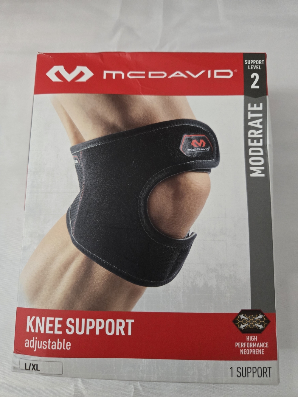 McDavid 419 Adjustable Knee Support Brace L/XL Black Moderate Support NEW Open
